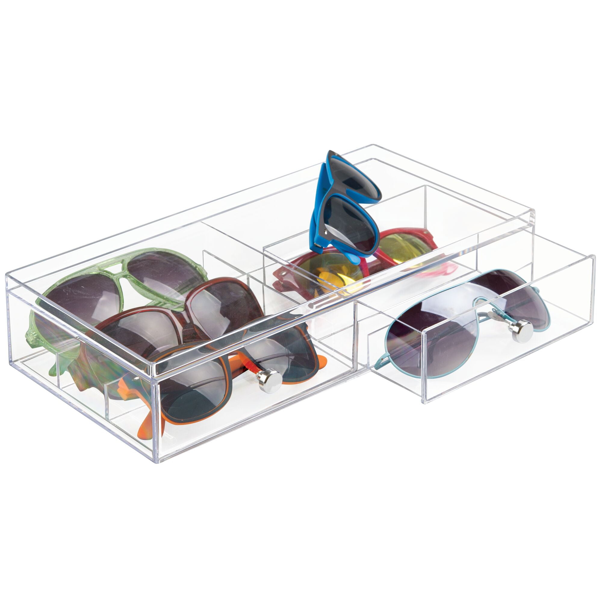 mDesign Stackable Plastic Eye Glass Storage Organizer Box Holder