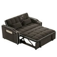 thumbnail image 4 of Newest 3-in-1 Foldable Double Recliner Sofa Bed with USB Port & Swivel Phone St, - Velvet Pull-Out Sleeper, Adjustable Backrest, Side Pockets for Small Spaces,Brown, 4 of 6