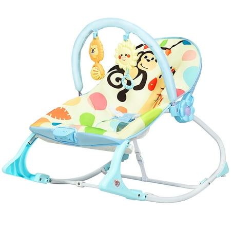 Costway Baby Bouncer & Rocker Infant Toddler Adjustable Swing w/ Vibration Music