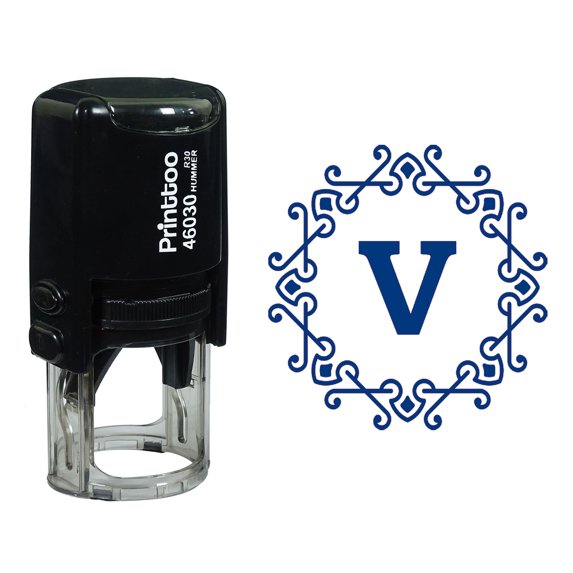 Printtoo Alphabet V Monogram Octagon Celtic Swirl Frame Self Inking Rubber Stamp Office Stationary