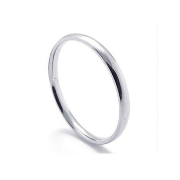 Thin White Gold Plated Stainless steel 2mm Wedding Band Ring