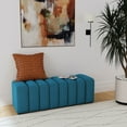 thumbnail image 2 of Summer Fabric Upholstered Tufted Accent Bench Peacock Blue, 2 of 8