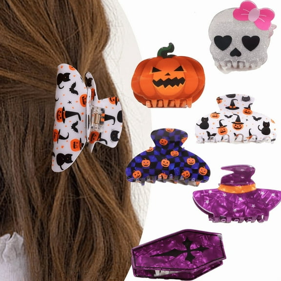 Yoyauz Halloween Hair Clip, Suitable For Thick And Thin Hair, Pumpkin Ghost Bat Design Hairstyle Accessories, Halloween Party Gift