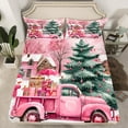 thumbnail image 2 of jejeloiu Christmas Gift Truck Xmas Tree Happy New Year Twin Sheet Set,Ultra Soft Girl Kids Bedding,3pcs, 2 of 7