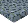 thumbnail image 4 of Ambesonne Nature Fitted Sheet, Forest Mountain Landscape, Queen Size, Slate Blue and Reseda Green, 4 of 5