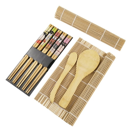 

BESTONZON 15pcs Bamboo Sushi Making Kit with 2 Rolling Mats 5 Pairs Chopsticks Rice Paddle Rice Spreader Bamboo Sushi Maker Set