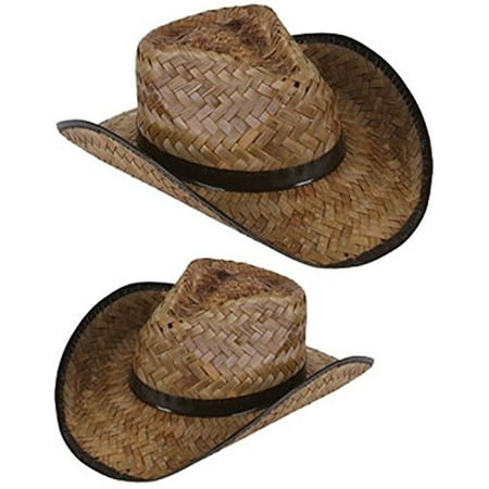 New Men's Women's Stained Brown Woven Straw Cowboy Hat (2