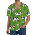 thumbnail image 3 of Haiem Cows With Calfs Green Men's Casual Shirts Short Sleeve Button Down Shirts Fashion Textured Summer Beach Shirt-X-Large, 3 of 7