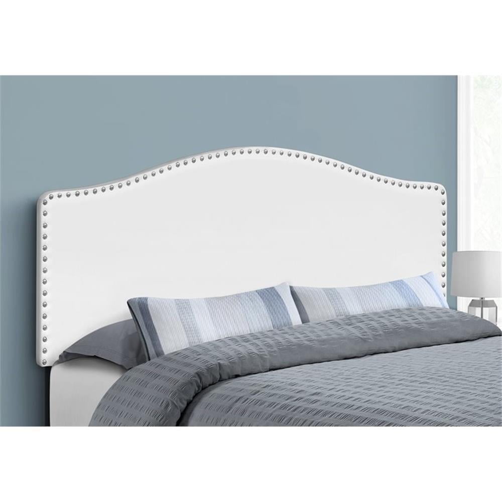 63" Upholstered White Leather-Look Headboard for Queen-Size Bed