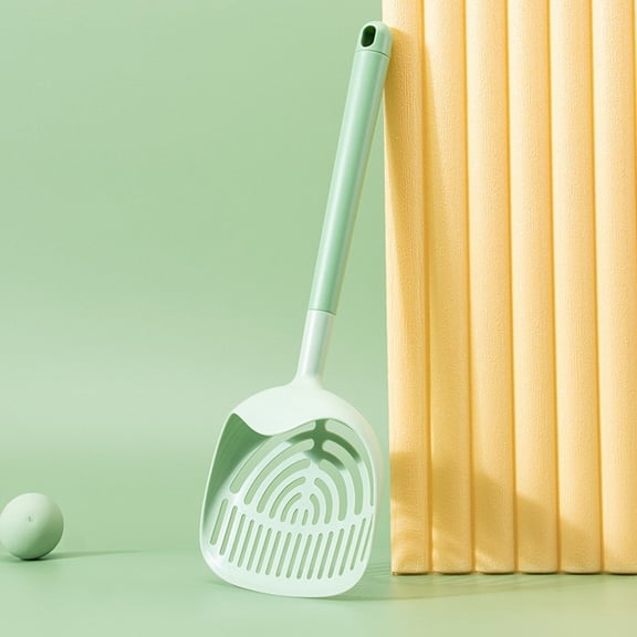 Long Handled Cat Litter Scoop Fine Hole Poop Shovel - 15.8" x 5.9" Large Litter Scoop For Pet Cleaning - Cat Litter Accessories For Easy Sand Sifting(Green)