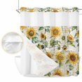 thumbnail image 2 of Farmhouse Sunflower No Hook Shower Curtain Waterproof, Bathroom Curtains with Snap in Liners and See Through Top Window, Vintage Summer Botanical Hotel Style Bathtub Curtains Shower 66"Wx72"L, 2 of 8
