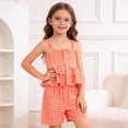 thumbnail image 4 of WRKEKC Girls Summer Outfits Plaid Gingham Colorful Sleeveless Halter Top and Matching Shorts Set for 0-6 Years, 4 of 8