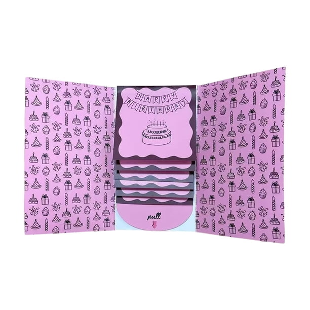 Folleto de tarjetas de felicitación con sobre, ideal para regalo de cumpleaños. Libro para tarjetas DIY. Rosa