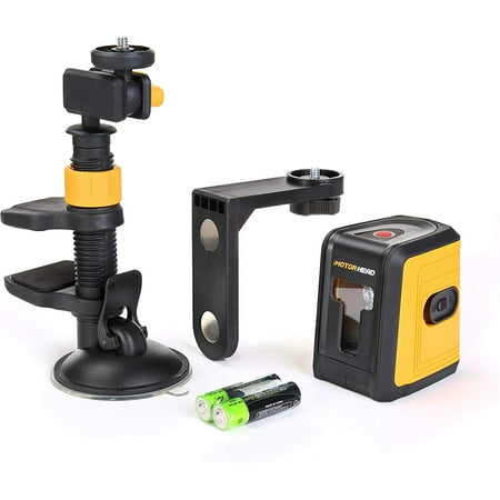 MOTORHEAD 50-Ft Self-Leveling Red Cross-Line Laser Level, Horizontal & Vertical Beams, w/ 1/4in Tripod Mount, Magnetic, Suction & Clamping Mount,...