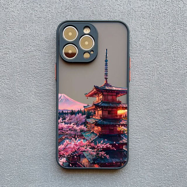 Funda de teléfono con mapa de paisaje Fuji de montaje estético japonés, cubierta a prueba de golpes para iPhone SE2, 7, 8 Plus, 14, 13, 12, 11 Pro Max, Mini, XR, XS, X