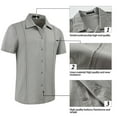 thumbnail image 2 of Mens Botón Abajo Camisa de Manga Corta Arrugas Libres, Ropa Gira Abajo Cuello Casual Estilo Deportivo de la Playa Superior para el Verano, 2 of 8
