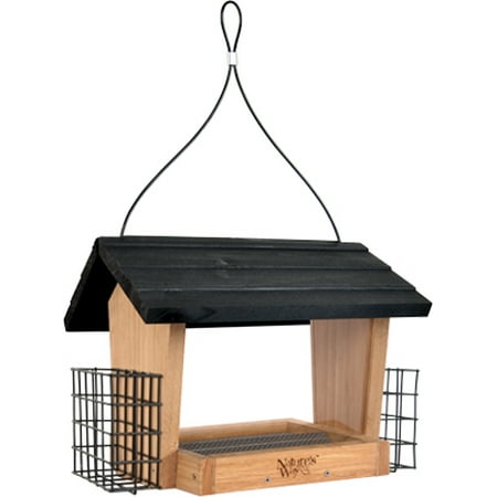 Way Hopper - Nature's Way BWF28 3 Quart Bamboo Hopper Bird Feeder With Suet Cages