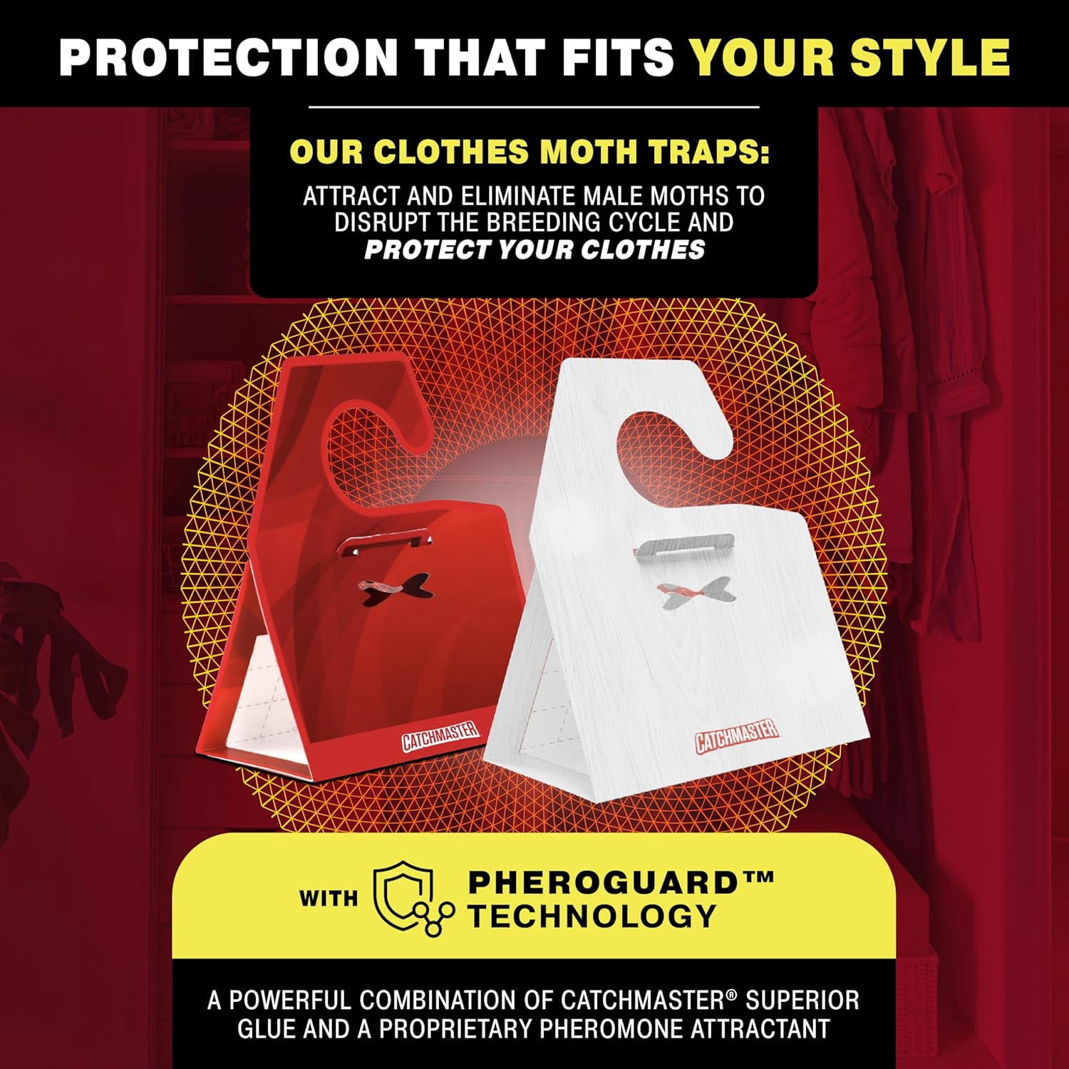 Clothing Moth Traps with Premium Extra Strength Odorless Pheromone Technology – XL Hardwood Design, Extra-Strength Glue – Traps & Targets Casemaking and Webbing Moths - 6-Pack