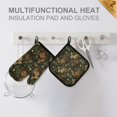 thumbnail image 4 of Yayeee Oven Mitts and Pot Holder Set of 2 Heat Resistant Kitchen Gloves Baking Hot Pad, Brown Floral Rabbits Pattern, 4 of 5