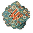 thumbnail image 2 of Letter W Flowers Retro Blue Foam Coaster Set of 4, 2 of 3