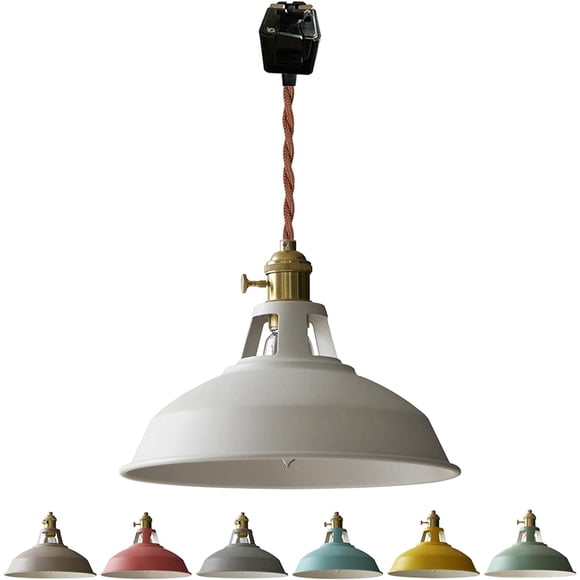 FSLiving J Track Pendants Lighting Iron Art Iron Macaron White Decoratefor Instant Pendant Light for Cabinet Kitchen Island Customizable Track Lighting Bulbs Not Included - 1 Lights