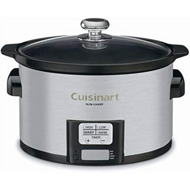 Programmable Slow Cooker 3.5-Quart - Auto Keep Warm   Portable Design for Family Meals | Silver Kitchen Essentials, Compact 9.5H x 12.67L