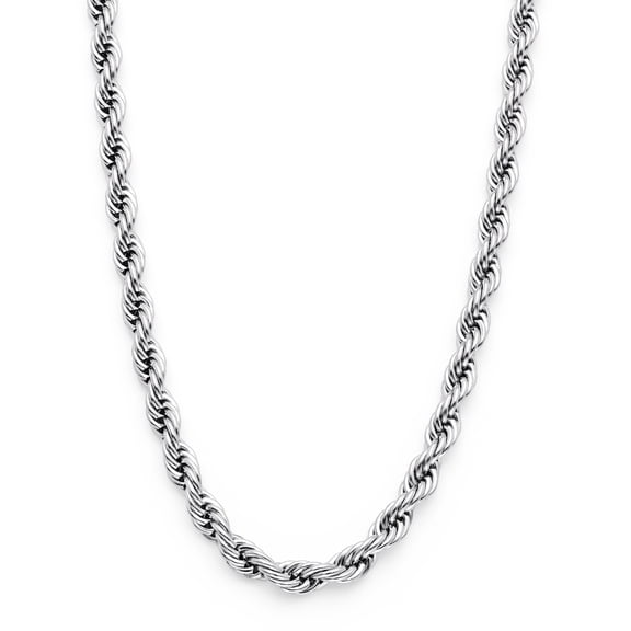 Metal Masters Stainless Steel Mens Rope Chain Necklace 4mm 24