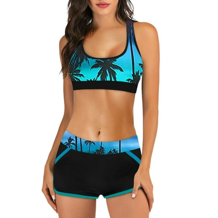 

Swim Top Boys Sports Bra And Shorts Bikinis Female Beachwear Up Flower Print Women Swimsuit Push Swimwear Two-piece Swimwears American Bikini plus Size Women Bathing Suits Two Piece with Shorts