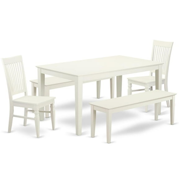 East West Furniture Dining Room Set Linen White, CANO5C-LWH-W