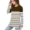 thumbnail image 6 of Annhoo Girls Boys Long Sleeve Tops Stripe Block Color Crewneck Pullover Loose Unisex Shirts Kids Soft Clothes, 6 of 6