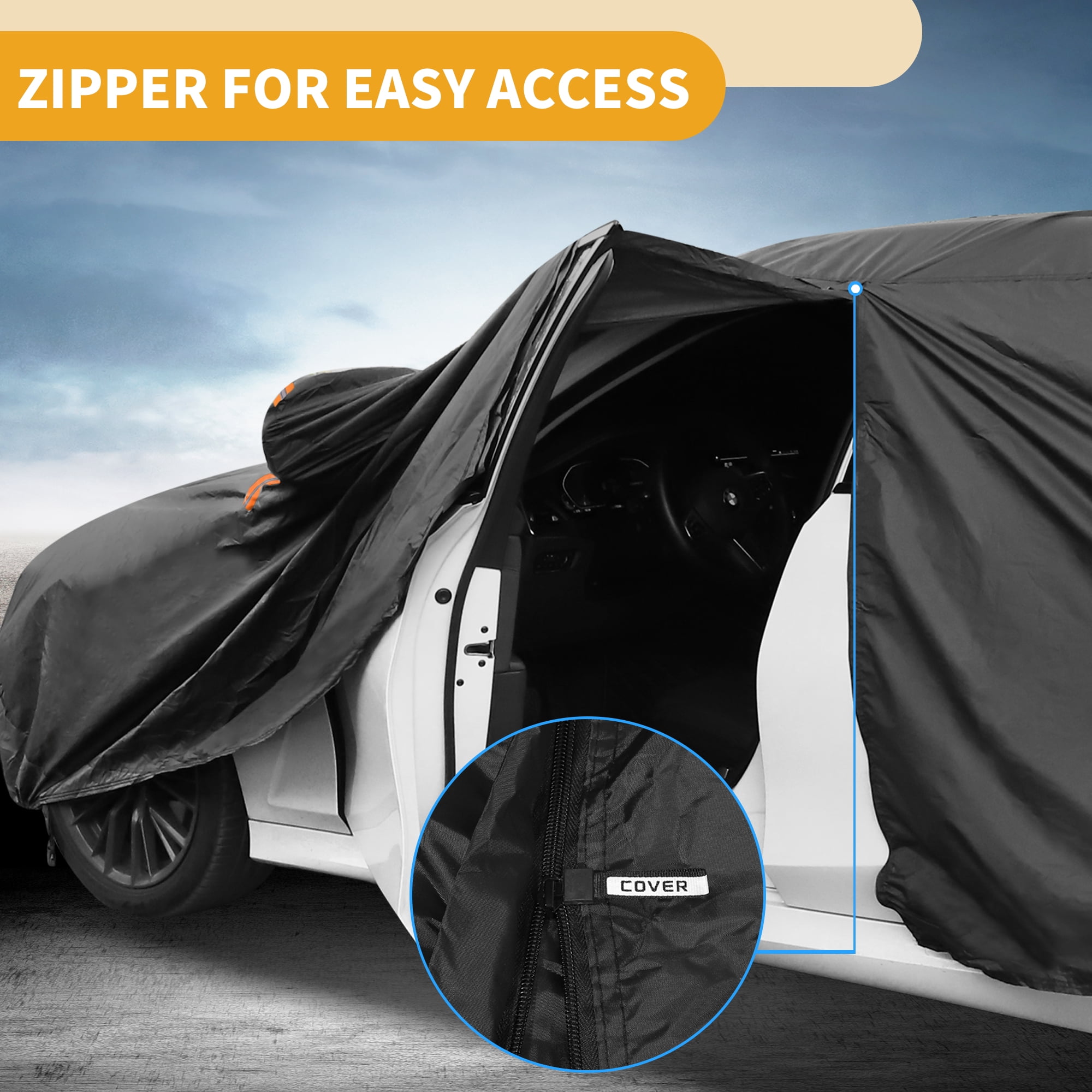 Unique Bargains Universal Automotive Cover Black 208.66"x57.09"x46.85"