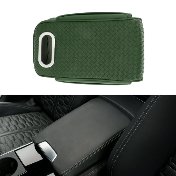 Funda del Consola Central del Coche Unique Bargains con Caja de Tejidos y Bolsa de Almacenamiento 12.99"x6.69"x3.15" Cuero Nappa Verde