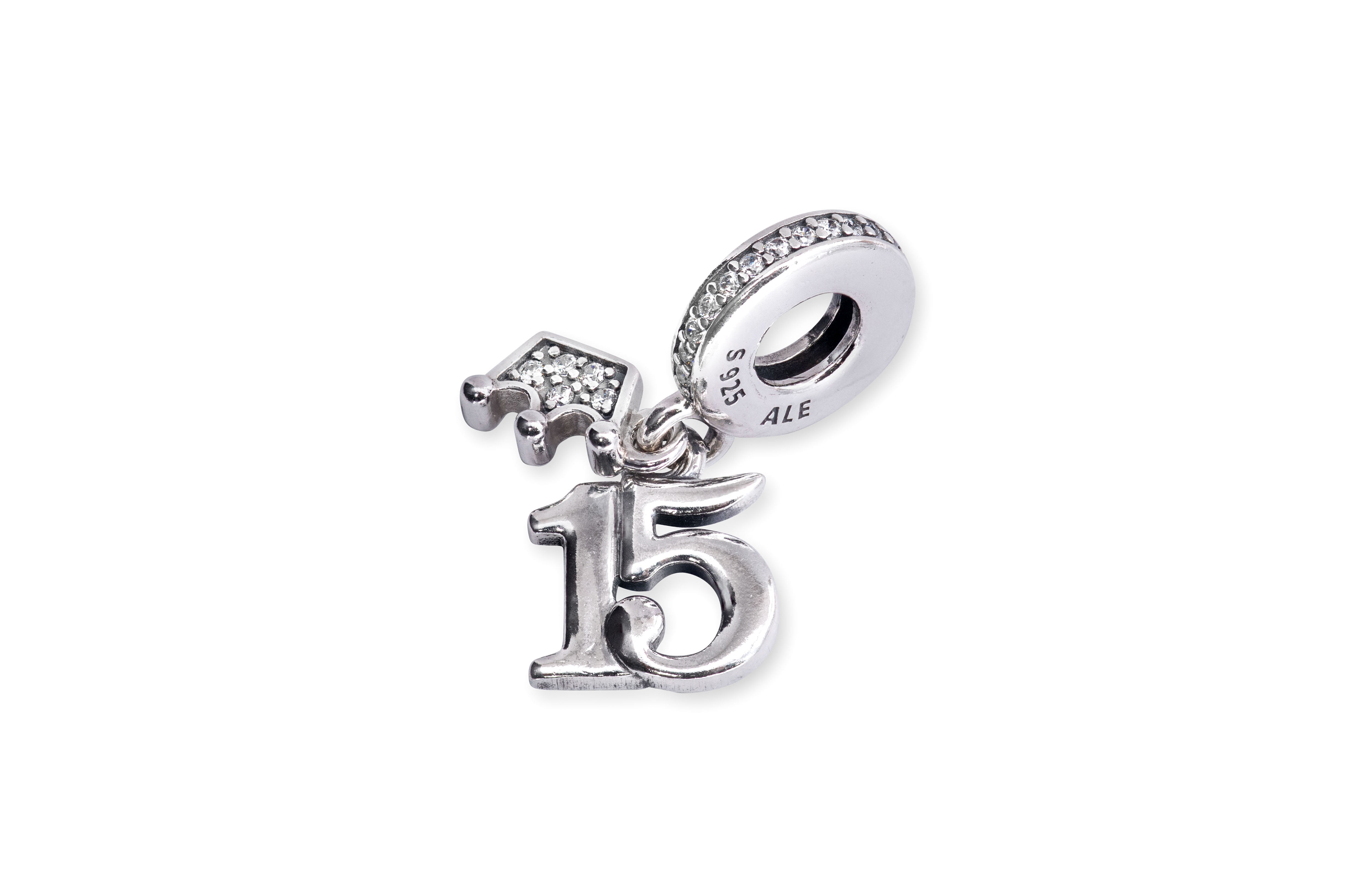 15th Birthday Sterling Silver Charm – Dangle Pendant For Bracelets & Necklaces | Aiftiko Personalized Jewelry Gift