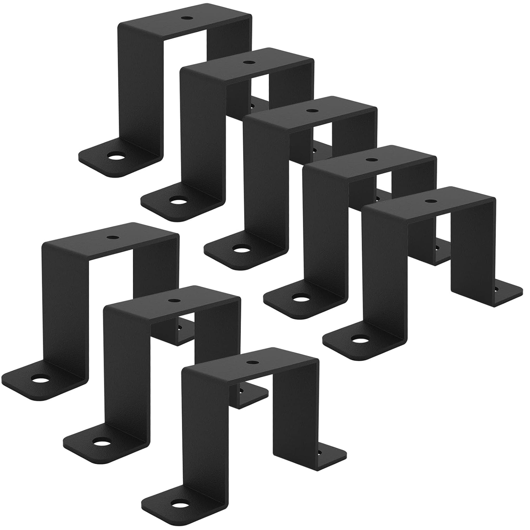 VANROUG 8Pcs Square Tube Strap Clamp, Black Deck Fence Post Tie Bracket,U-Shaped Pipe Clamp Bracket for 2x2 Square Pipe, Powder Coated Black