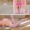 thumbnail image 2 of Guardurnaity Medias clásicas con liguero alto, sexys y fáciles de usar, medias sexis hasta el muslo, ropa interior Prendas para la parte inferior del cuerpo Medias+rosas, 2 of 5
