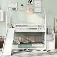 thumbnail image 2 of White Twin Over Bunk Bed With Staircase Storage And Convertible Slide - Pinewood Frame For Bedroom Twin/twin, 2 of 6