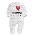 thumbnail image 1 of EYIIYE Toddler Wave Dot/Stripes Letter Print Long-Sleeves Romper, 1 of 6