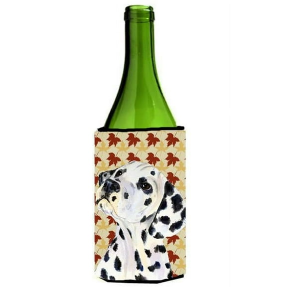 Dalmatian Fall Leaves Portrait Wine Bottle Hugger