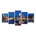 thumbnail image 1 of Cityscape 5 Panels Acrylic Glass Wall Art, Zurich Night Scenery Swiss Scenery Historic Town Switzerland Picture, Accent for Living Room, Bedroom, Dorm, 60" x 30", Cobalt Blue and Cream, by Ambesonne, 1 of 5