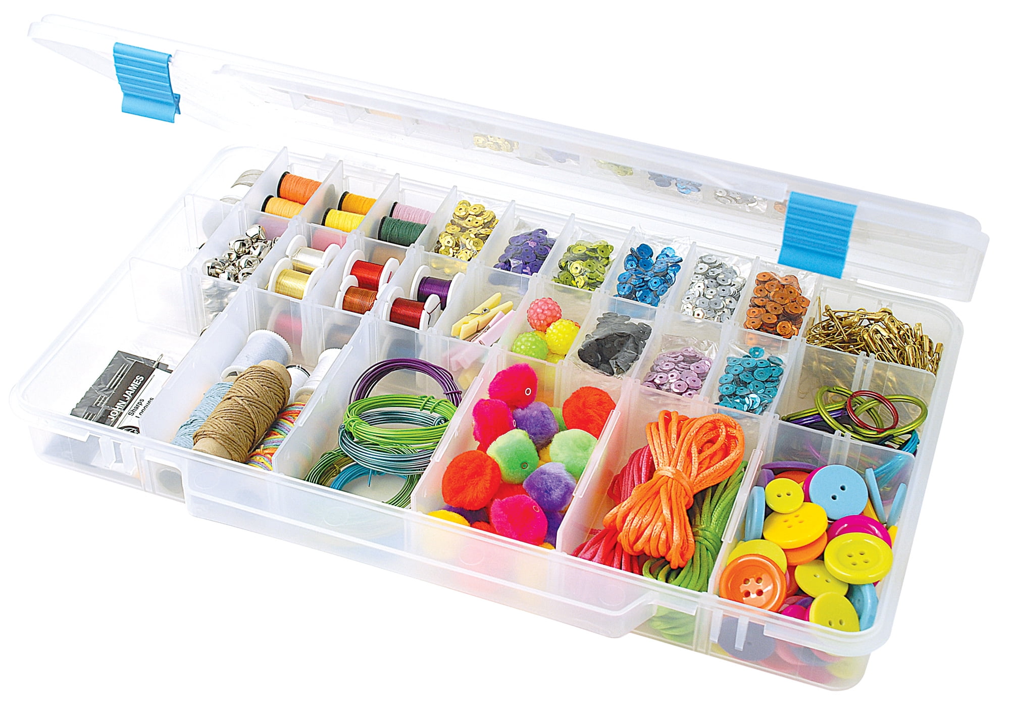 28 Compartment Organizer Box with Parkical Adjustable Dividers, 28 Grids  Plastic Storage Container for Jewelry, Craft DIY, Bead Organizer, Sewing,  Dip