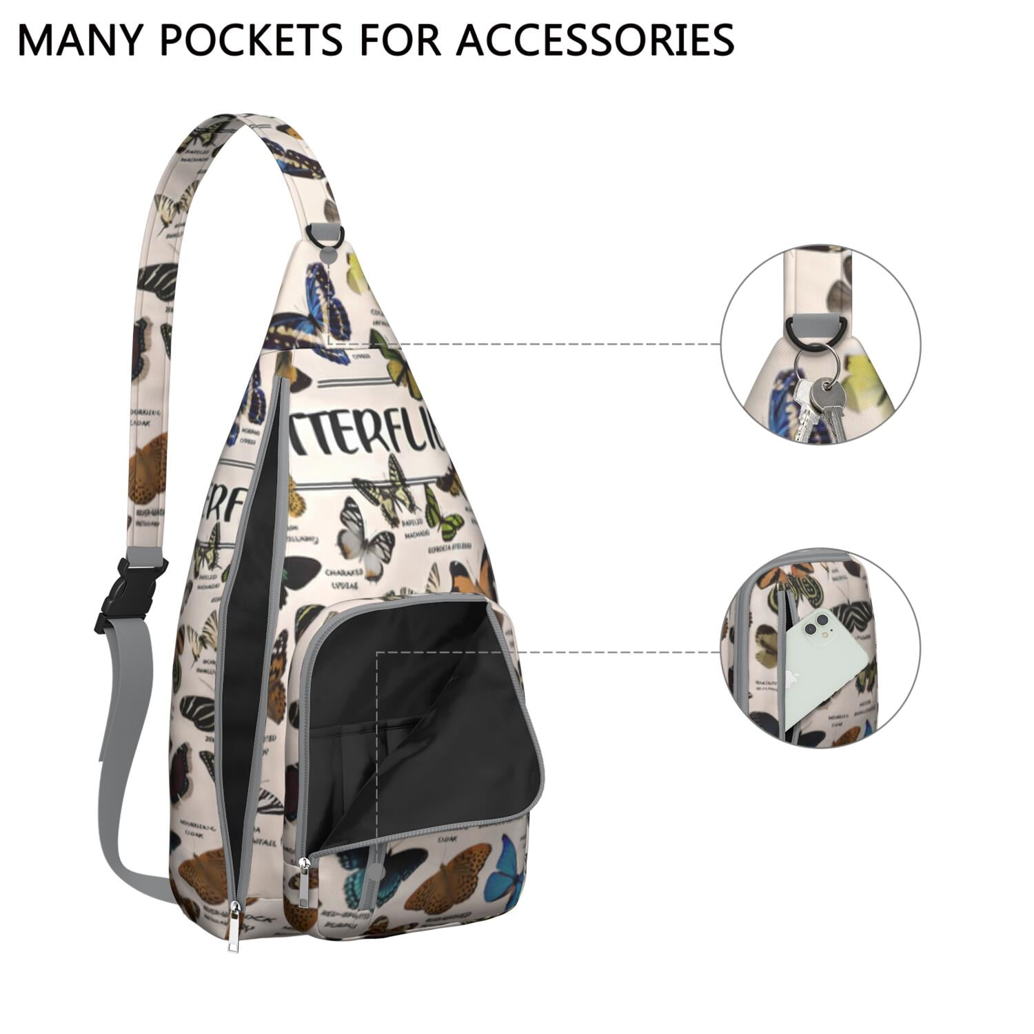 Butterfly Sling Backpack – Stylish Floral Crossbody Bag, Lightweight Shoulder Backpack for Travel, Hiking & Everyday Use