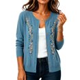 thumbnail image 4 of LEKODE womens sweaters Long Sleeve Oversized Cardigan Plus Size Cardigan Light Cardigan women fall clothes Sky Blue XL, 4 of 7