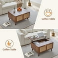 thumbnail image 3 of YOCWO Wood Lift Top Coffee Table with Hidden Compartments for Storage, Linen Square Coffee Table with 2 Doors for Living Room, Walnut, 3 of 7