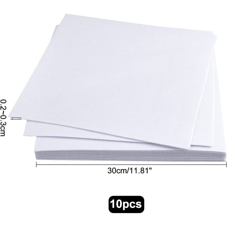 10 Pcs 12'' x 12'' White Felt Fabric Squares Sheets Nonwoven