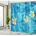 thumbnail image 5 of Ambesonne Tropical Shower Curtain, Frangipani Flower Aqua, 69"Wx70"L, Aqua Yellow White, 5 of 5