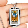 thumbnail image 3 of Tarot Card Necklace The Judgment Stainless Steel or 18k Gold Dog Tag 24", 3 of 8