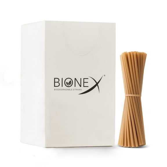 Bionex Biodegradable Bagasse Coffee Straws, 6-Inch Unwrapped Disposable Cocktail Straws, 1,500 Count