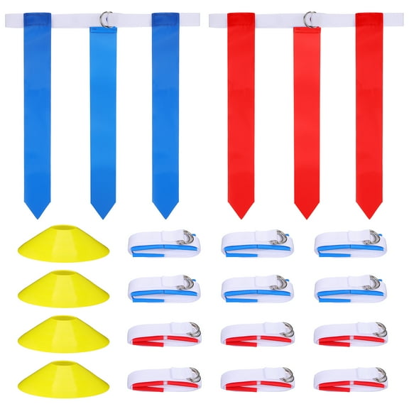 ToyKAKA Youth Football Flag Belt Flag Football Set Red 16 Pcs