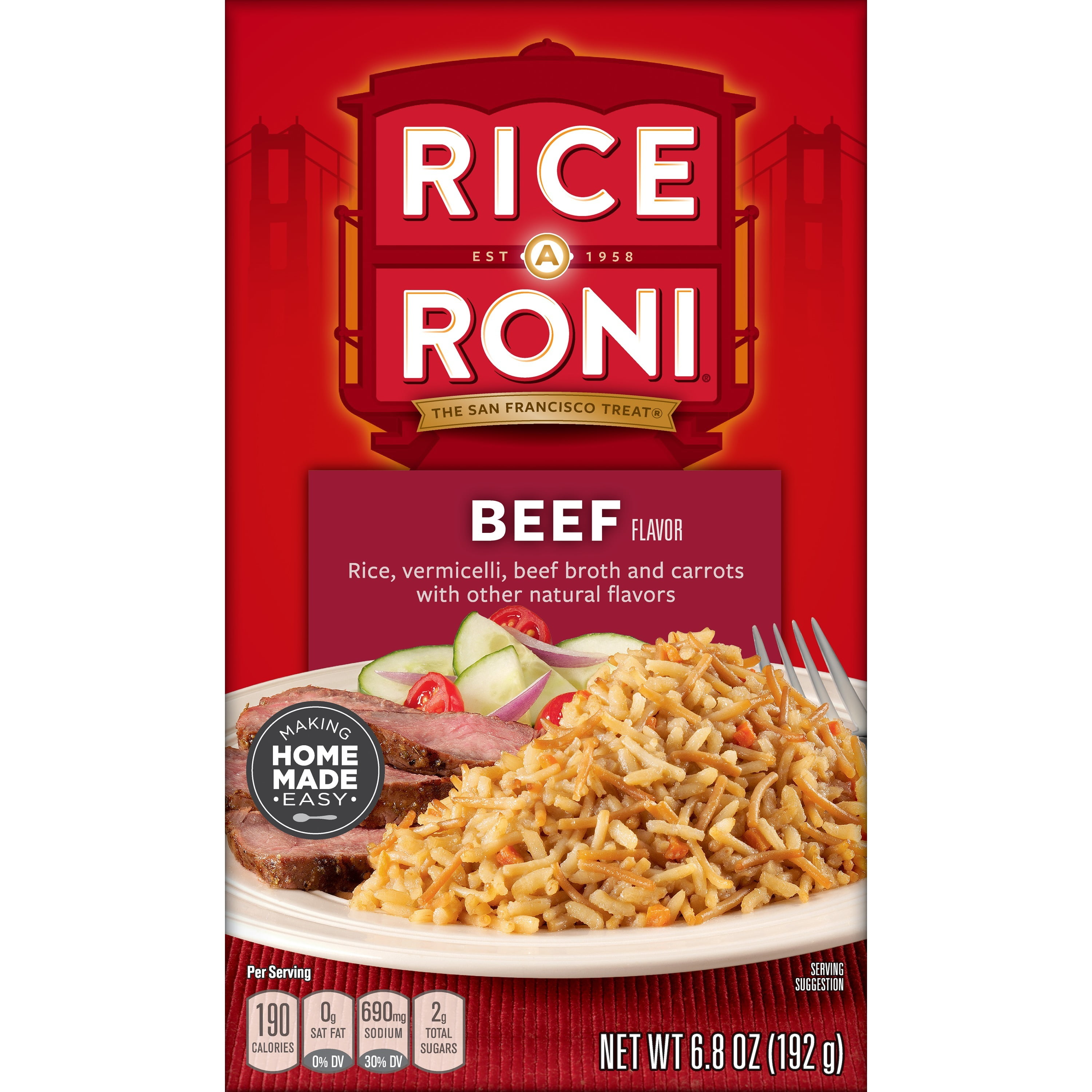 Rice-A-Roni Rice Mix, Beef, 6.8 oz Box