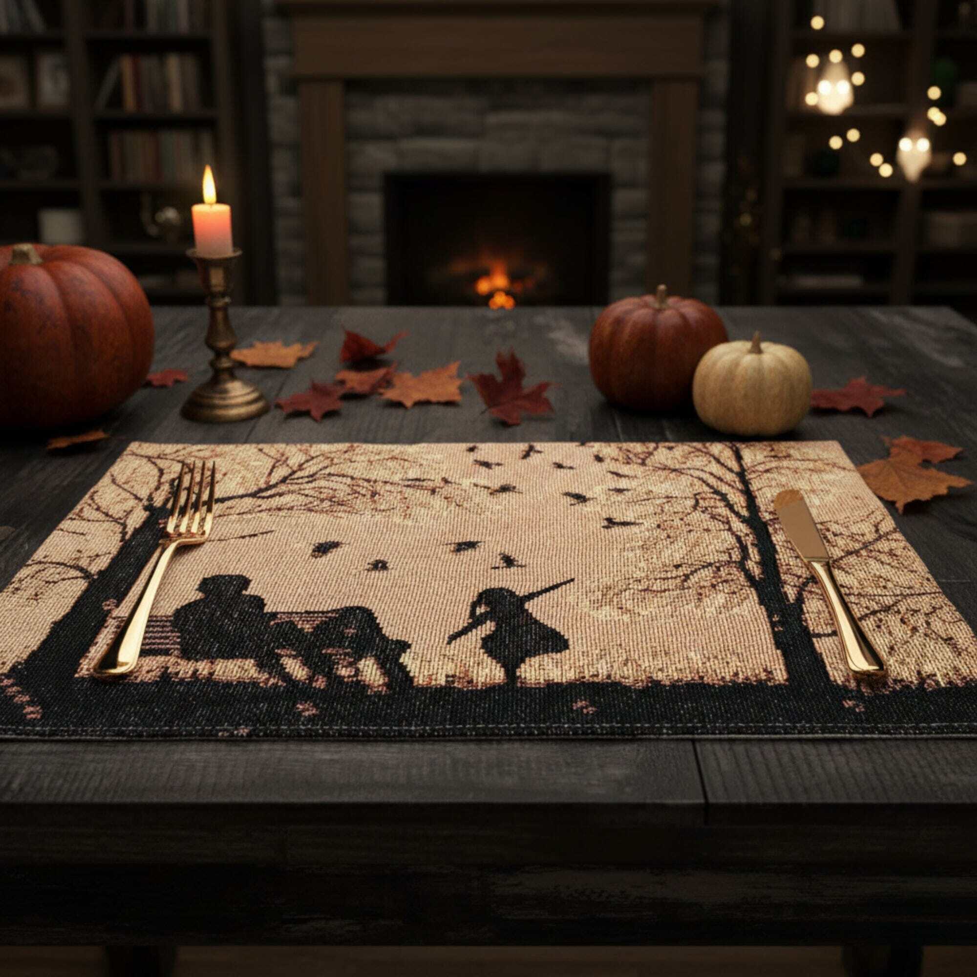 DaDalogy Bedding Set of 4 Pieces Autumn Birds Blessing Tapestry Dining Placemats 13” x 19” (18198)
